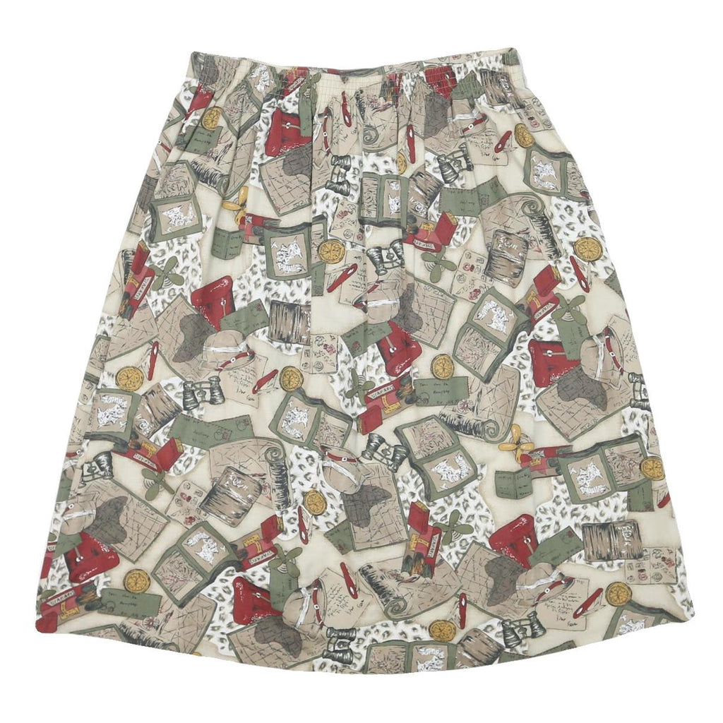 ALFRED DUNNER Womens Beige Printed Cotton Blend Pleated Knee Length Skirt 2XL