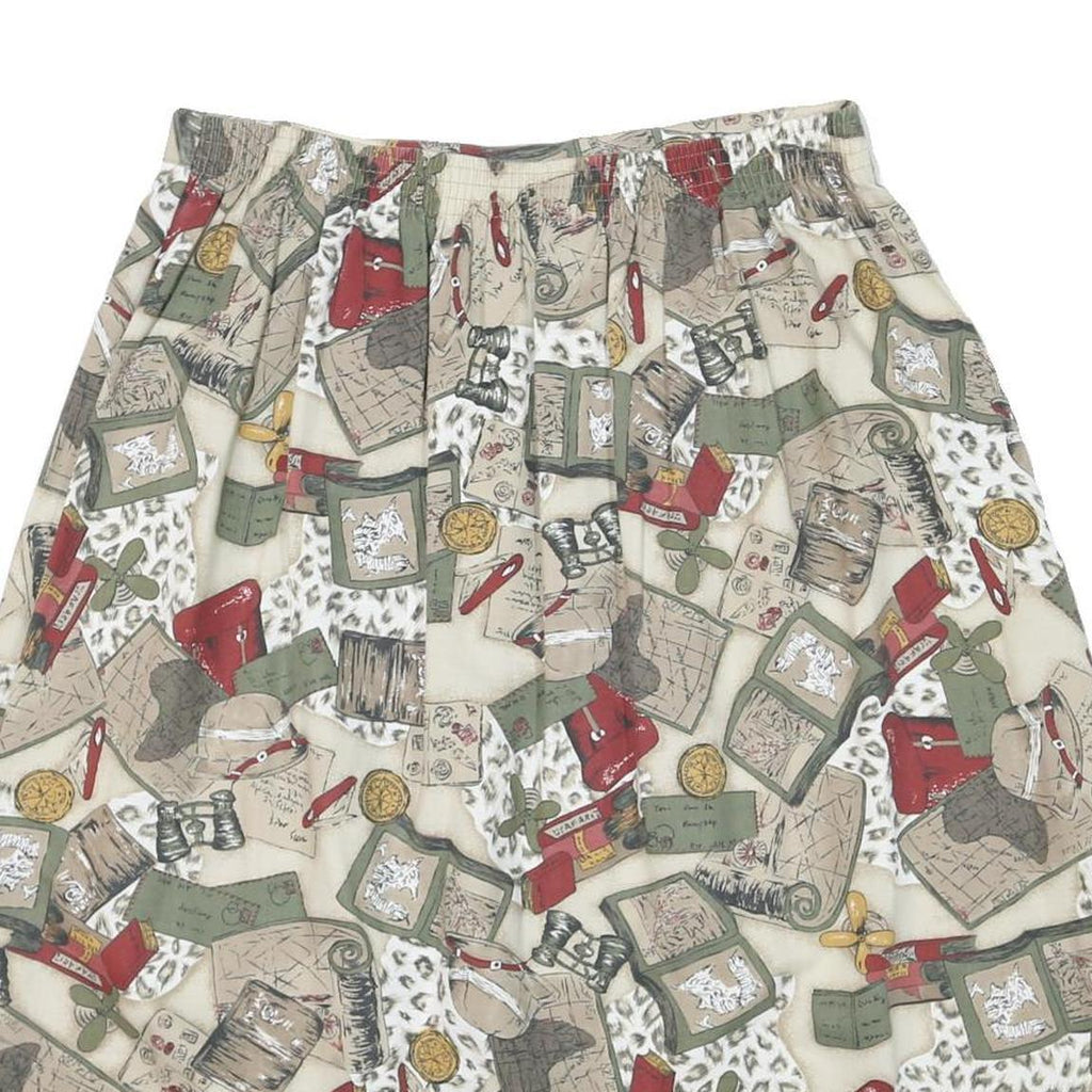 ALFRED DUNNER Womens Beige Printed Cotton Blend Pleated Knee Length Skirt 2XL