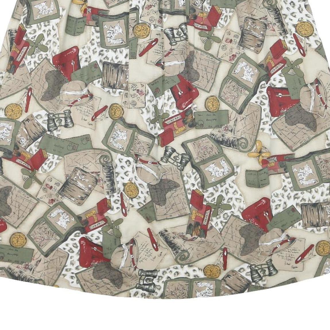 ALFRED DUNNER Womens Beige Printed Cotton Blend Pleated Knee Length Skirt 2XL