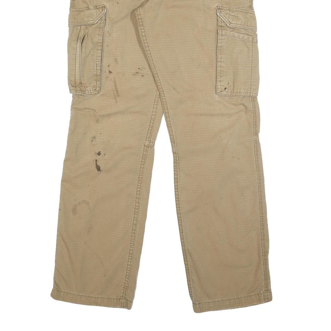 CARHARTT Mens Beige Cotton Relaxed Fit Cargo Trousers W32 L34 Workwear Utility