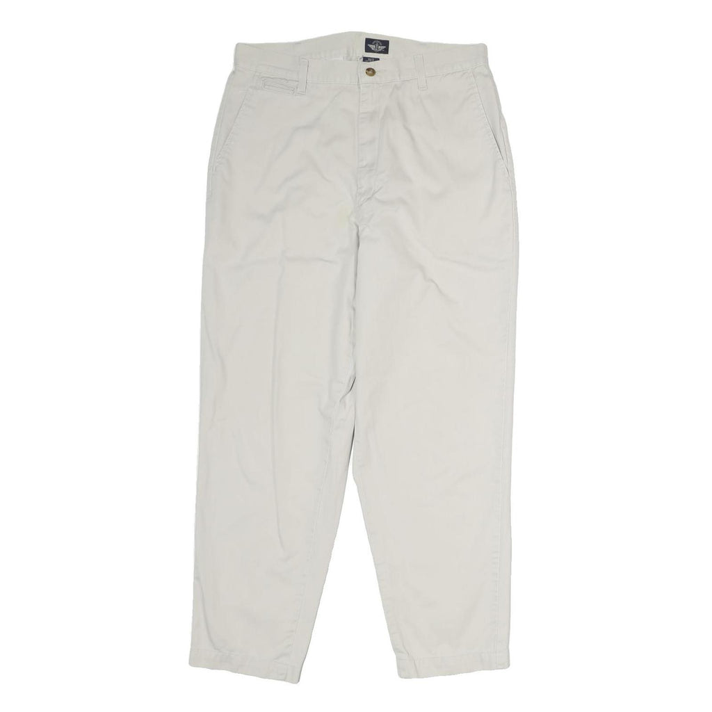 DOCKERS Womens Regular Beige Cotton Blend Trousers W30 L27 Comfortable Zip