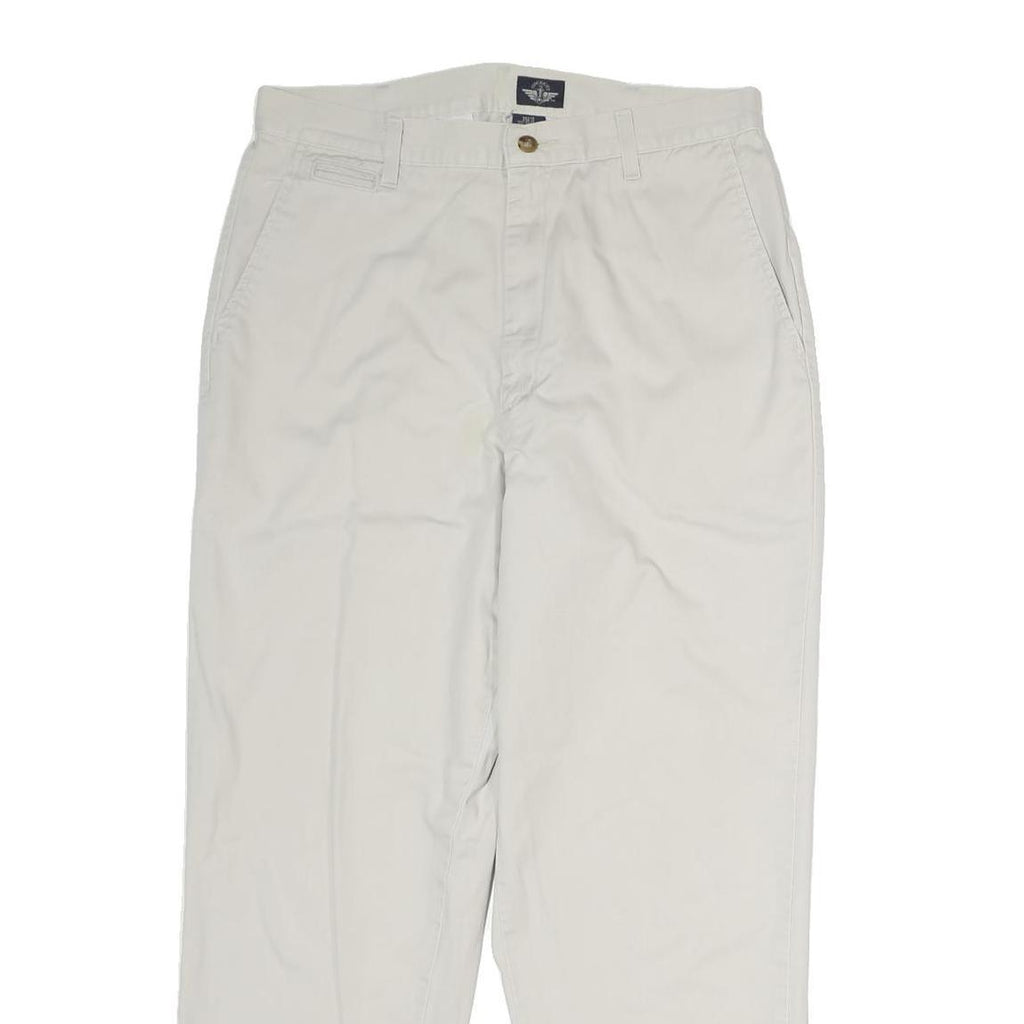 DOCKERS Womens Regular Beige Cotton Blend Trousers W30 L27 Comfortable Zip