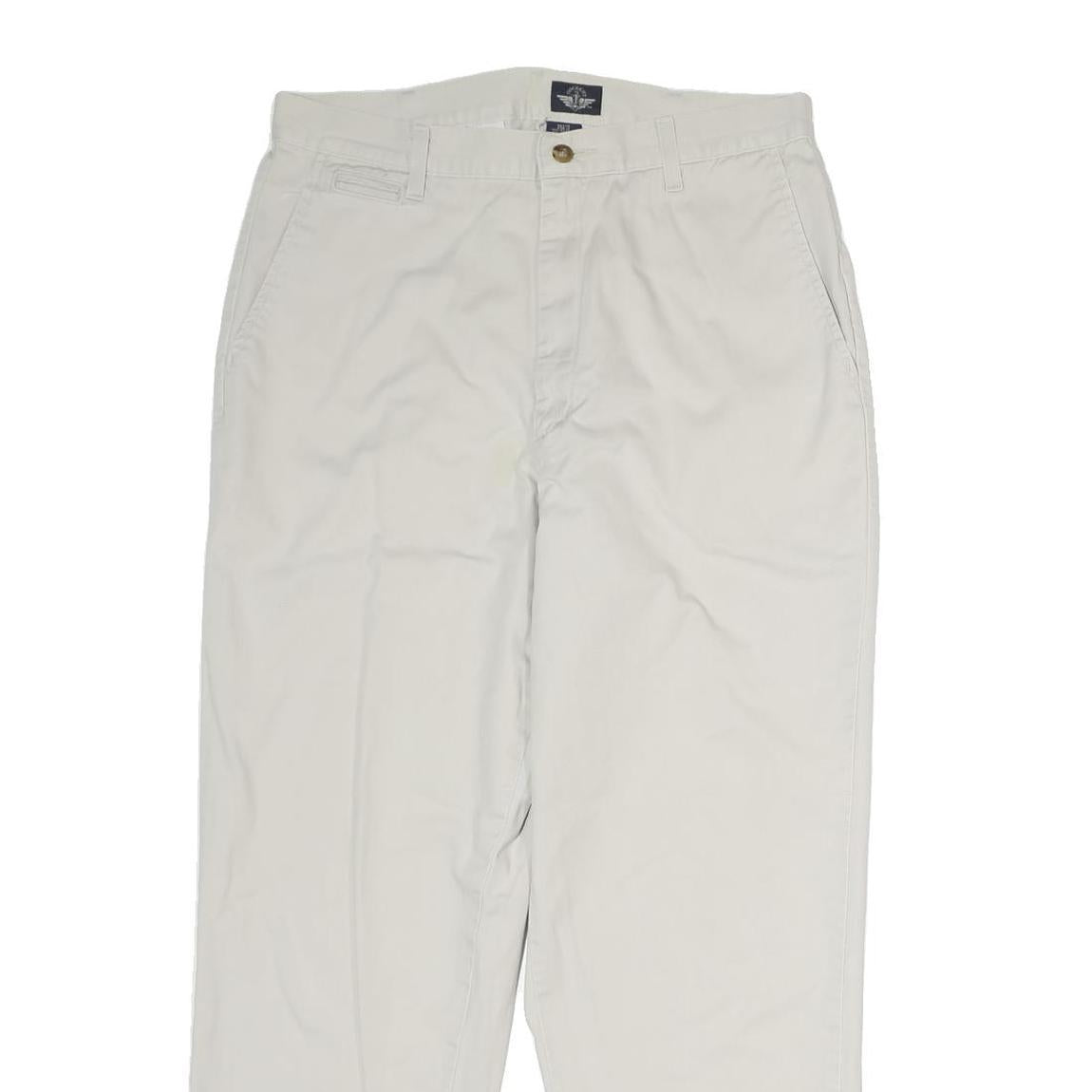 DOCKERS Womens Regular Beige Cotton Blend Trousers W30 L27 Comfortable Zip