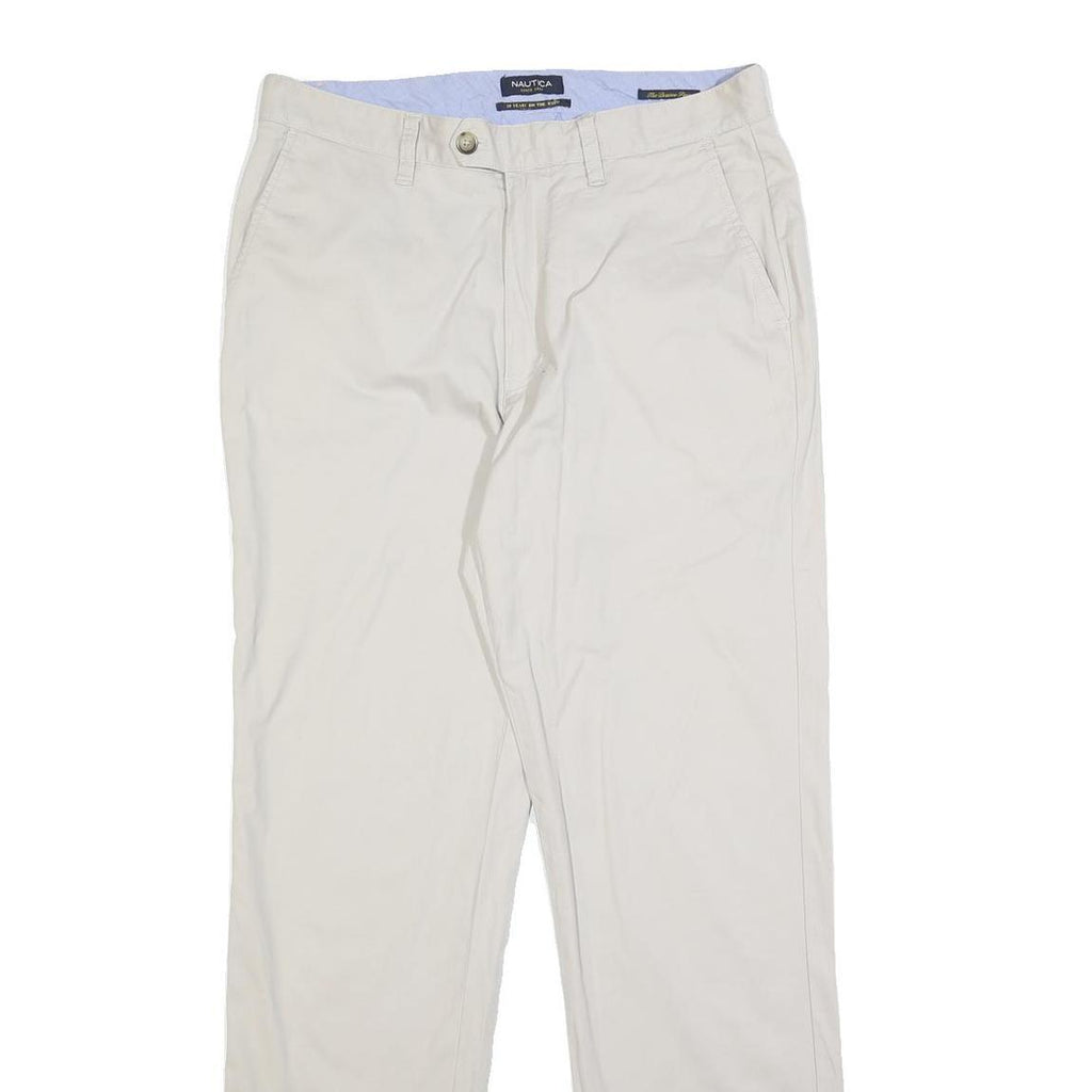 NAUTICA Mens Slim Beige Cotton Blend Slim Fit Trousers W32 L32 Casual