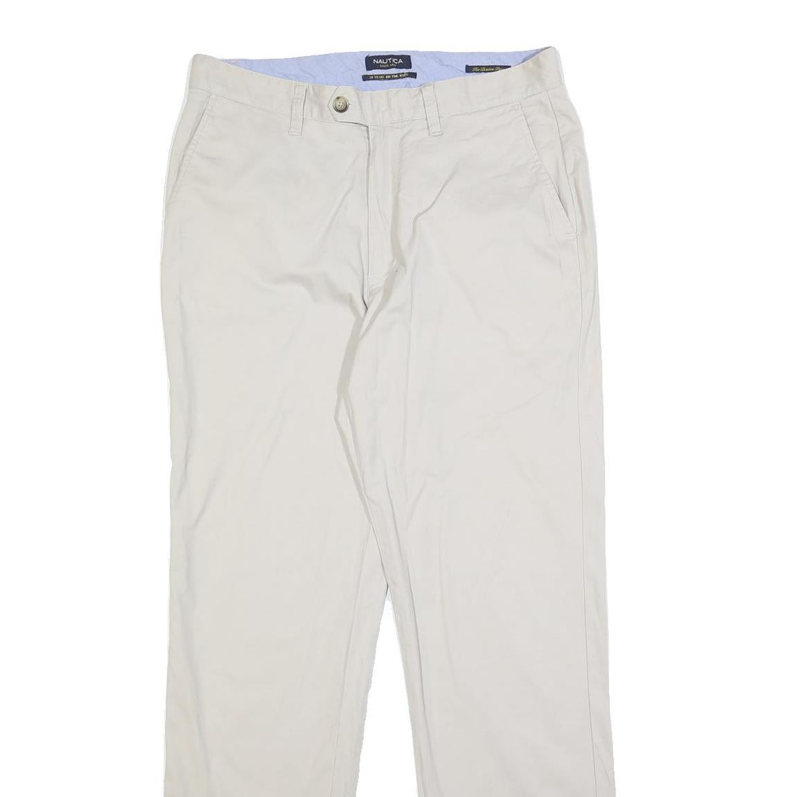 NAUTICA Mens Slim Beige Cotton Blend Slim Fit Trousers W32 L32 Casual