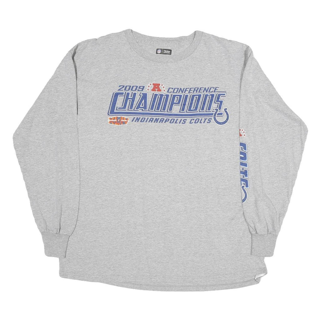 NFL Mens Grey 2009 AFC Champions Long Sleeve Crew Neck Cotton T-Shirt L