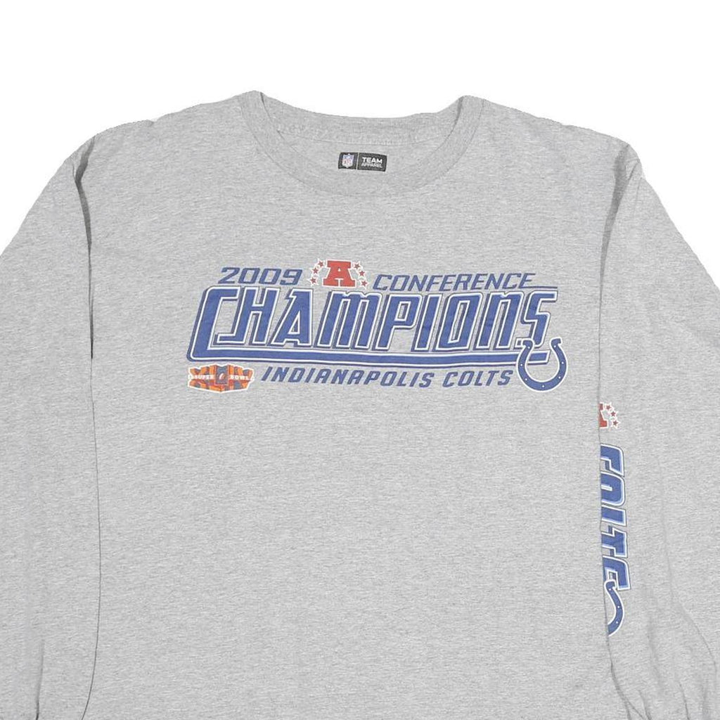 NFL Mens Grey 2009 AFC Champions Long Sleeve Crew Neck Cotton T-Shirt L