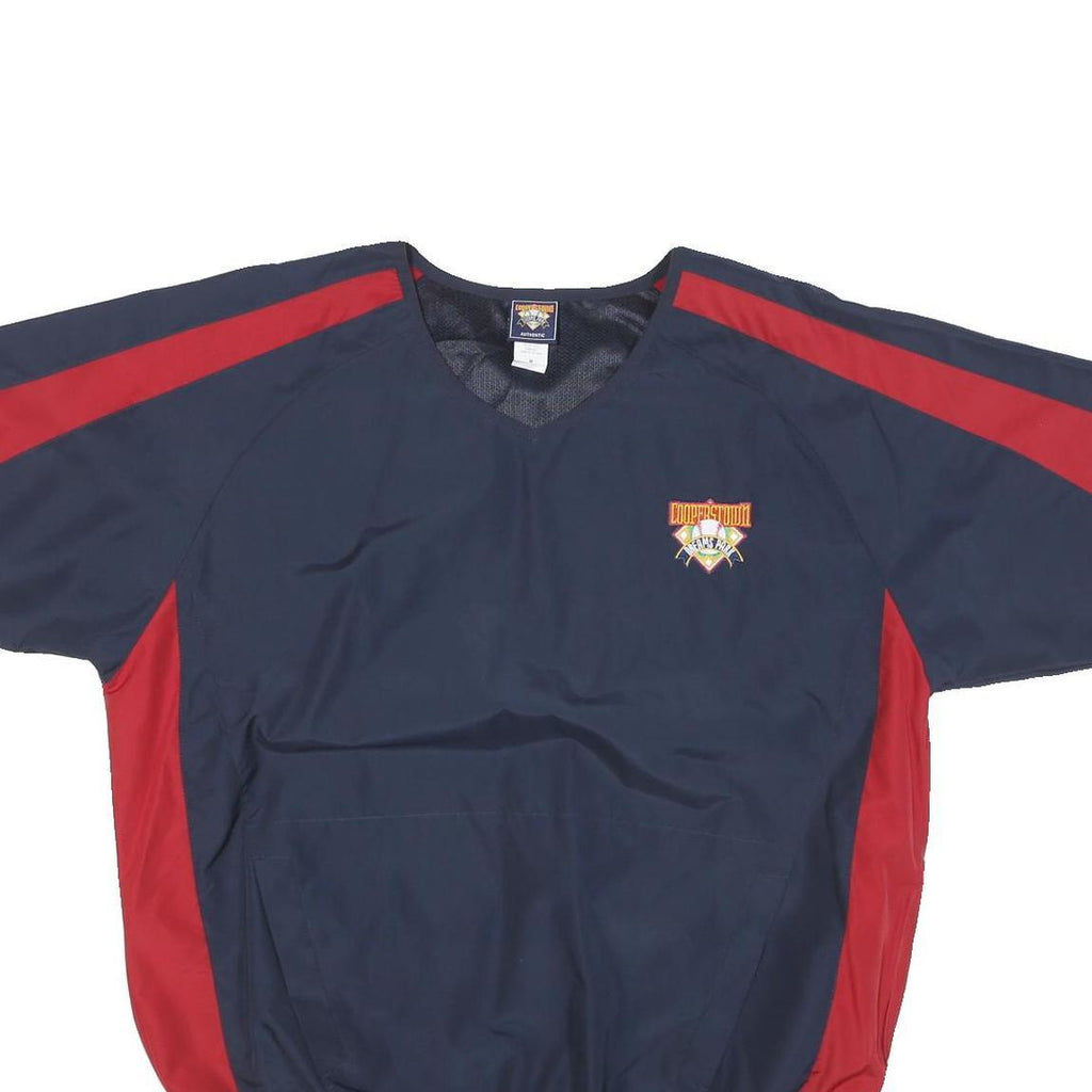 COOPERSTOWN Mens Navy & Red Polyester Blend Jacket M V-Neck Zip Sportswear