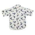 WOOLRICH Mens White & Blue Pattern Cotton Shirt M Casual Printed Summer Button