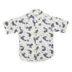 WOOLRICH Mens White & Blue Pattern Cotton Shirt M Casual Printed Summer Button