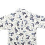 WOOLRICH Mens White & Blue Pattern Cotton Shirt M Casual Printed Summer Button