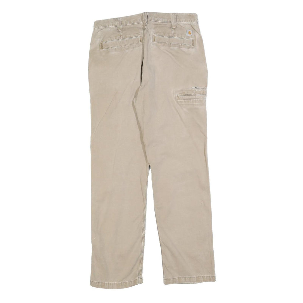 CARHARTT Mens Cotton Blend Beige Relaxed Straight Trousers W32 L32 Workwear