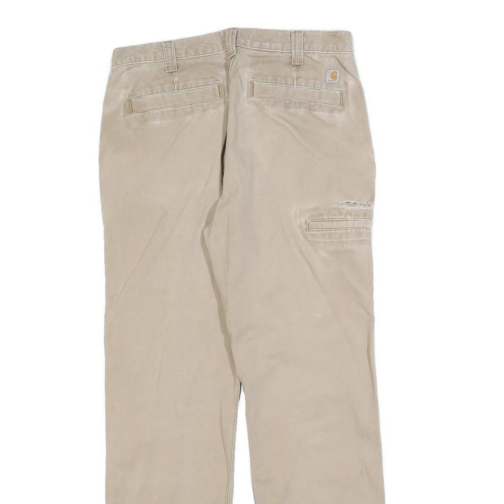 CARHARTT Mens Cotton Blend Beige Relaxed Straight Trousers W32 L32 Workwear