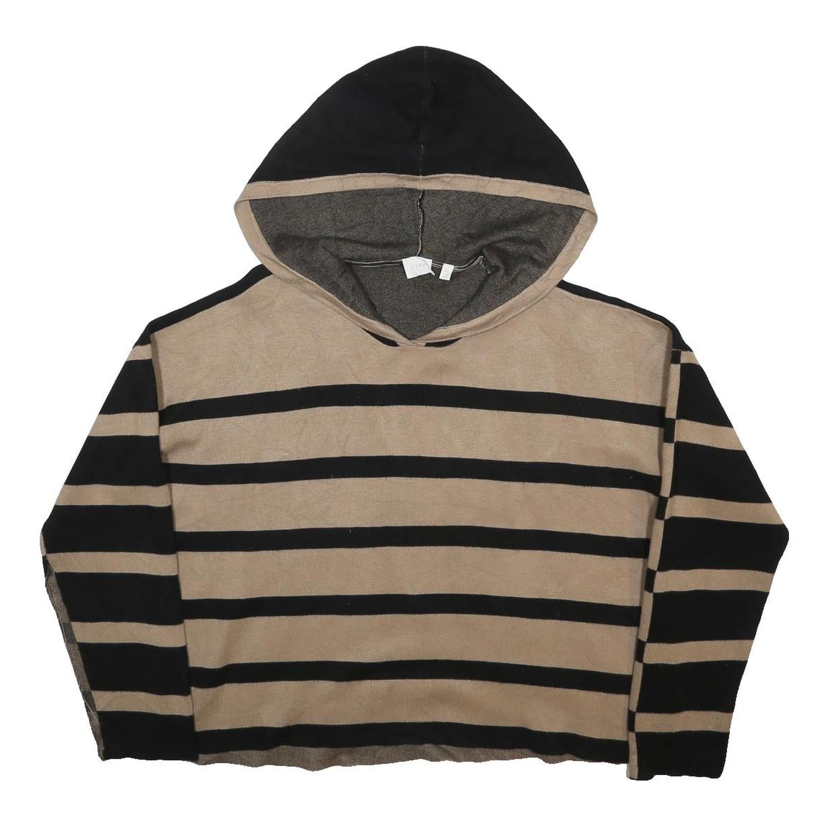 CYRUS Womens Beige & Black Striped Pullover Jumper Crew Neck Basic Knit XL