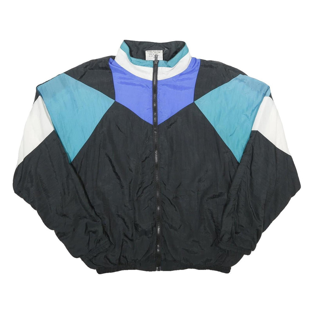 AVAIT SPORTIF Mens Black Blue White Nylon Windbreaker Jacket L Zip Plain