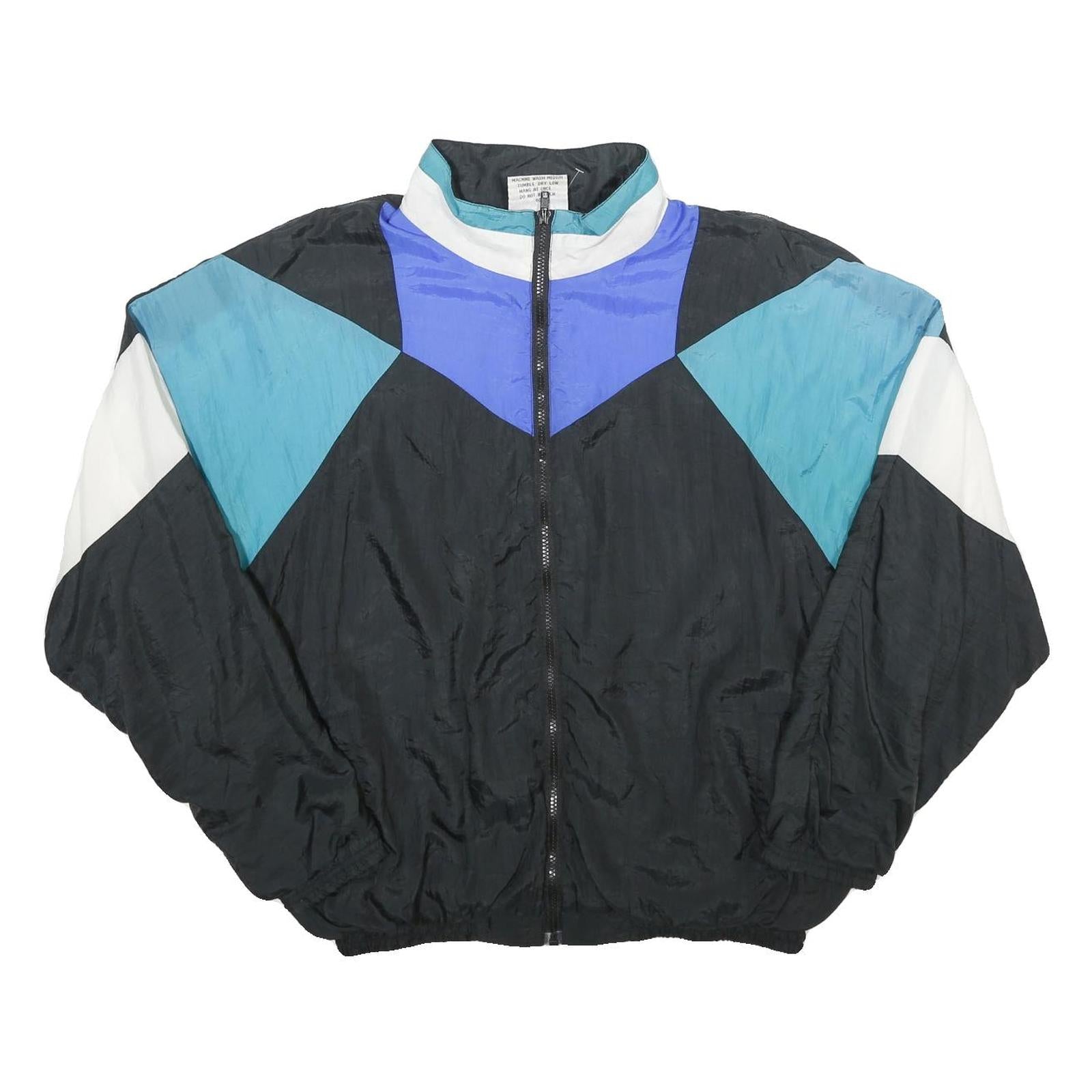 AVAIT SPORTIF Mens Black Blue White Nylon Windbreaker Jacket L Zip Plain