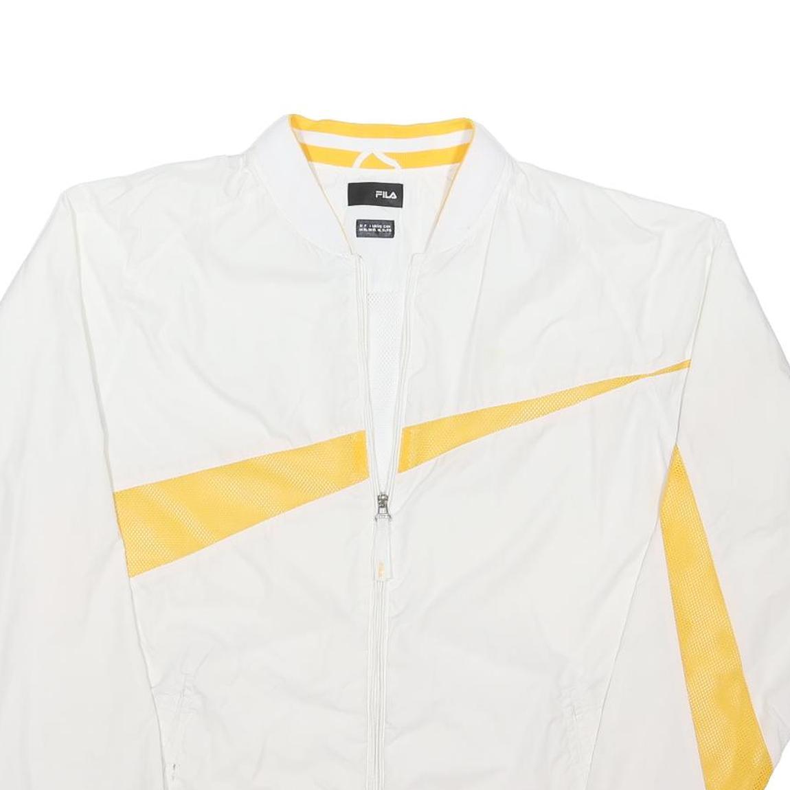 FILA Mens White & Yellow Zip Jacket XL Polyester Blend Sport Casual