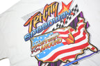 GILDAN Mens White Tri City Speedway Graphic T-Shirt XL Short Sleeve Crew Neck