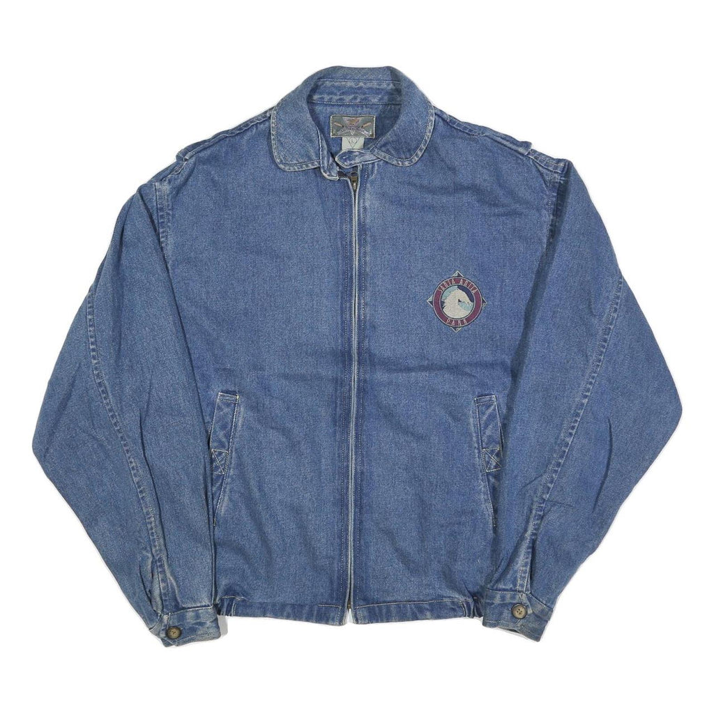 CHEYENNE RIVER Mens Blue Denim Jacket L Cotton Zip Plain Casual Outerwear