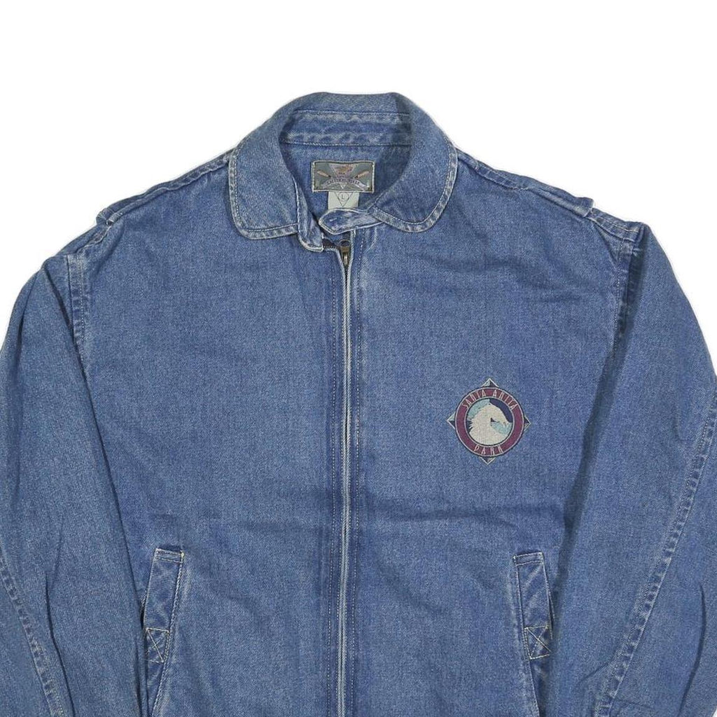 CHEYENNE RIVER Mens Blue Denim Jacket L Cotton Zip Plain Casual Outerwear