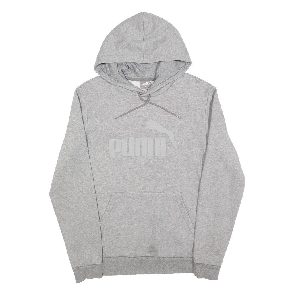 PUMA Mens Grey Hoodie S Cotton Blend Pullover Sweatshirt Sports Casual