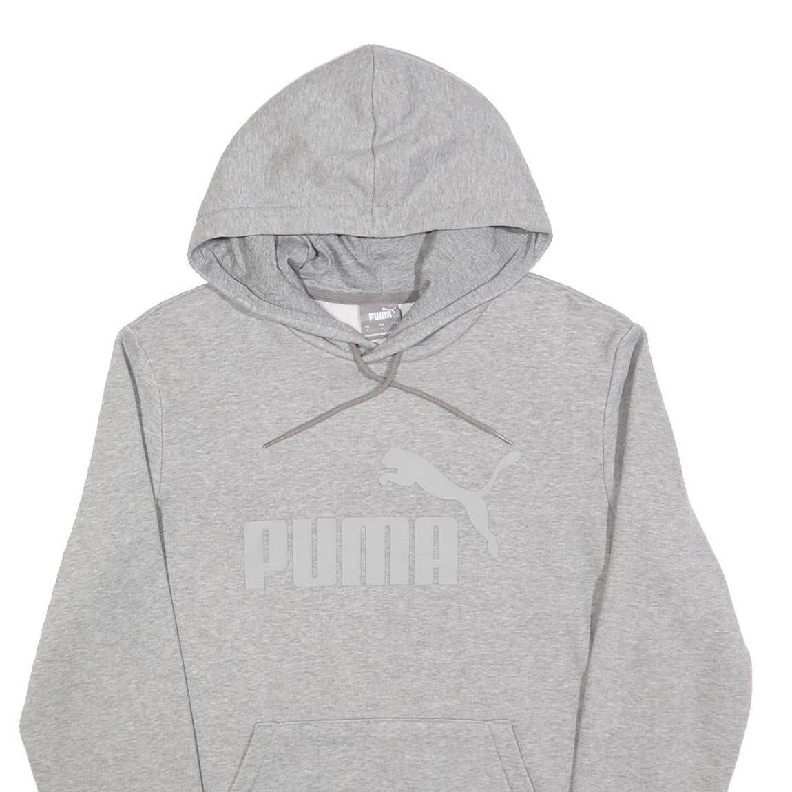 PUMA Mens Grey Hoodie S Cotton Blend Pullover Sweatshirt Sports Casual
