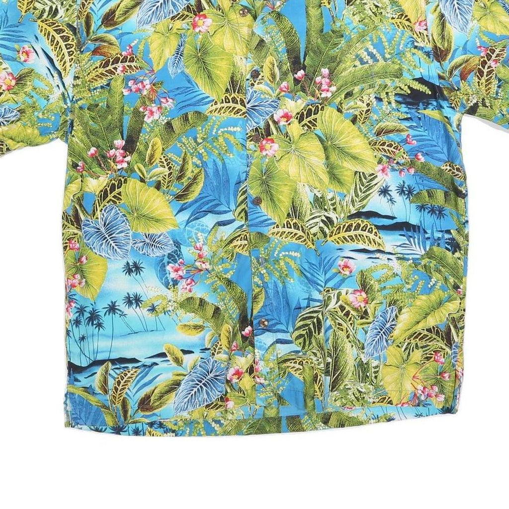 HIGH SEAS Mens Blue & Green Hawaiian Shirt M Tropical Pattern Casual Summer