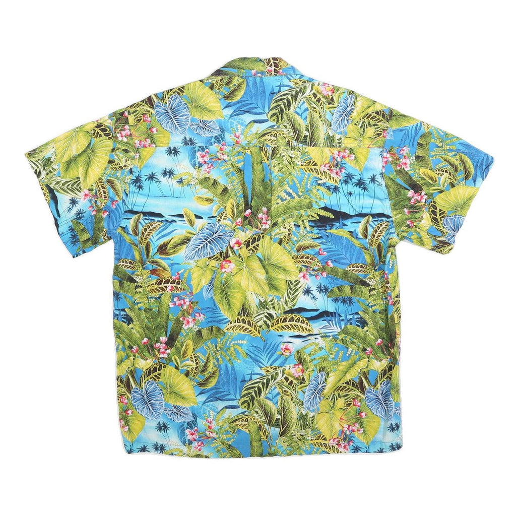 HIGH SEAS Mens Blue & Green Hawaiian Shirt M Tropical Pattern Casual Summer