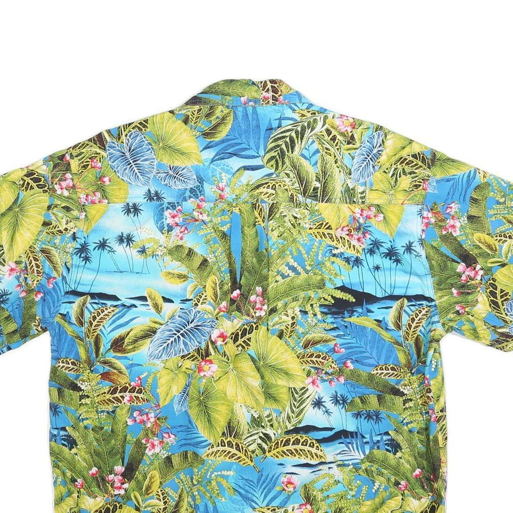 HIGH SEAS Mens Blue & Green Hawaiian Shirt M Tropical Pattern Casual Summer