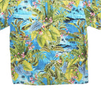 HIGH SEAS Mens Blue & Green Hawaiian Shirt M Tropical Pattern Casual Summer