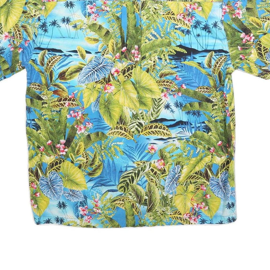 HIGH SEAS Mens Blue & Green Hawaiian Shirt M Tropical Pattern Casual Summer