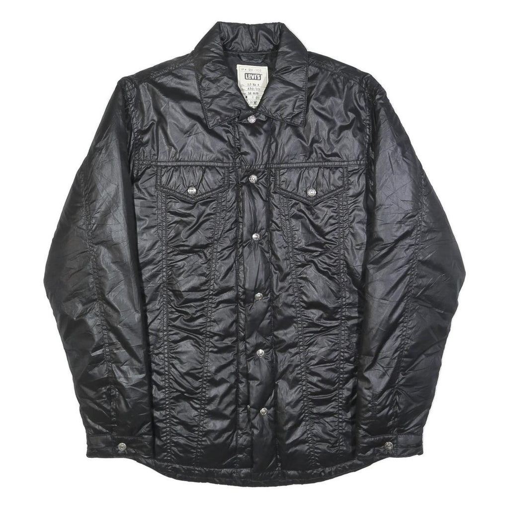 LEVI'S Mens Black Button Jacket M Polyester Blend Plain Casual Classic Stylish