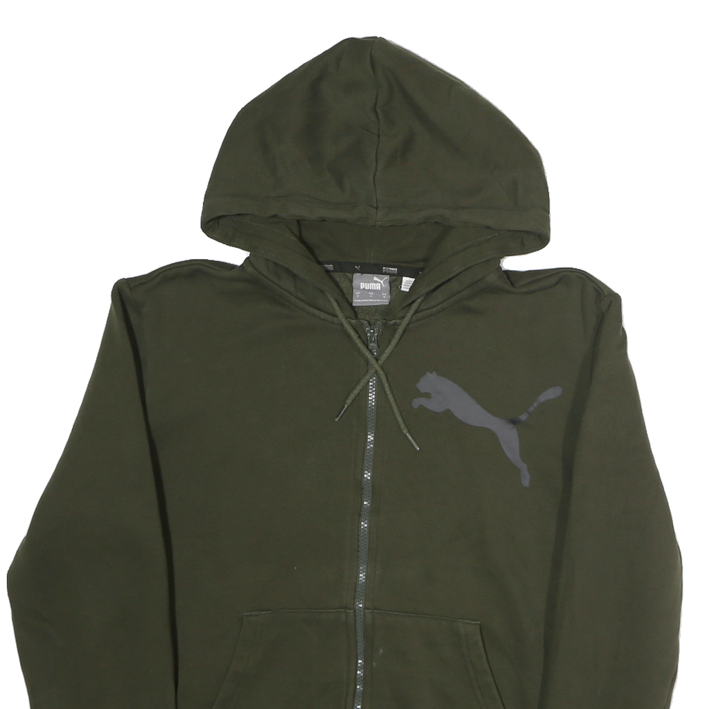 PUMA Mens Green Full Zip Hoodie S Cotton Puma Logo Sweatshirt