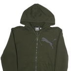 PUMA Mens Green Full Zip Hoodie S Cotton Puma Logo Sweatshirt