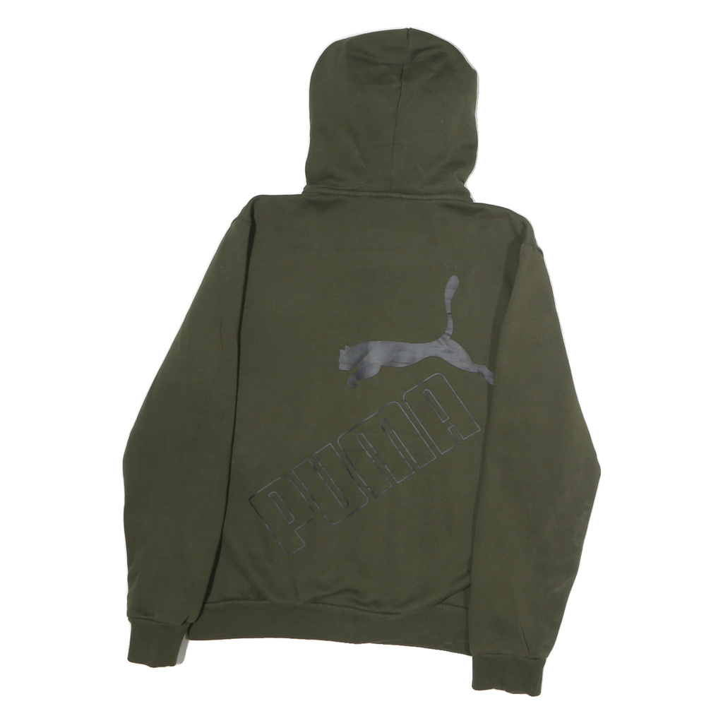 PUMA Mens Green Full Zip Hoodie S Cotton Puma Logo Sweatshirt