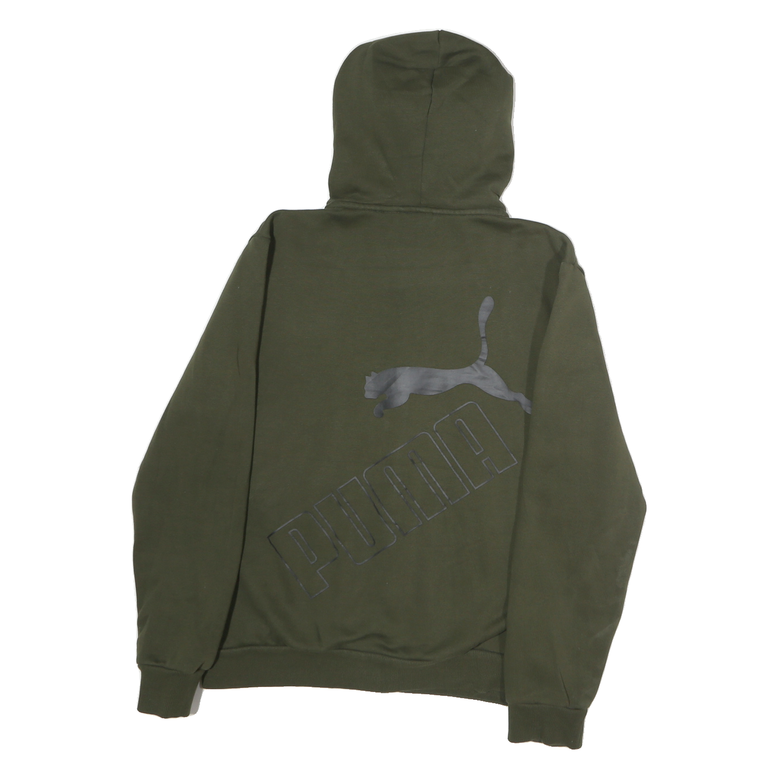 PUMA Mens Green Full Zip Hoodie S Cotton Puma Logo Sweatshirt