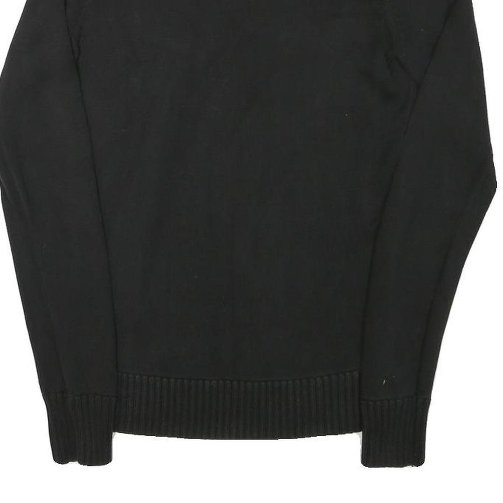 ESPRIT Womens Black Plain Cotton Blend Jumper V-Neck Basic Knit S Casual