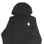CARHARTT Mens Black Hoodie M Cotton Pullover Drawstring Logo Print