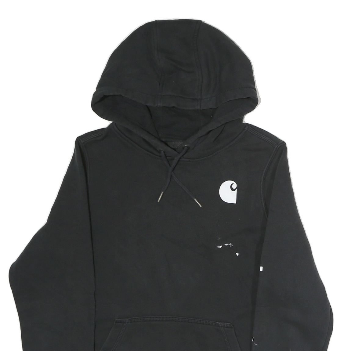 CARHARTT Mens Black Hoodie M Cotton Pullover Drawstring Logo Print