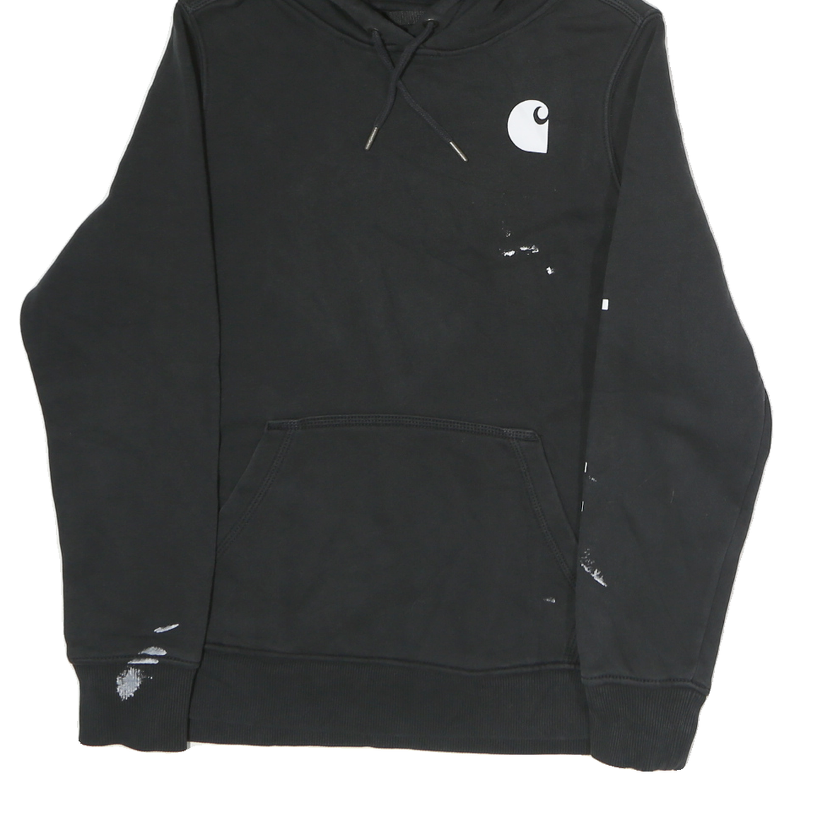 CARHARTT Mens Black Hoodie M Cotton Pullover Drawstring Logo Print