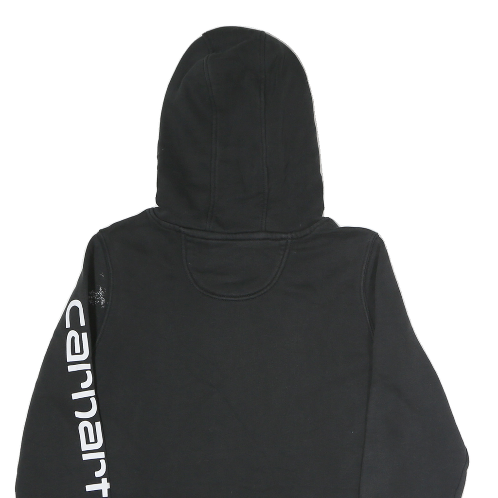 CARHARTT Mens Black Hoodie M Cotton Pullover Drawstring Logo Print