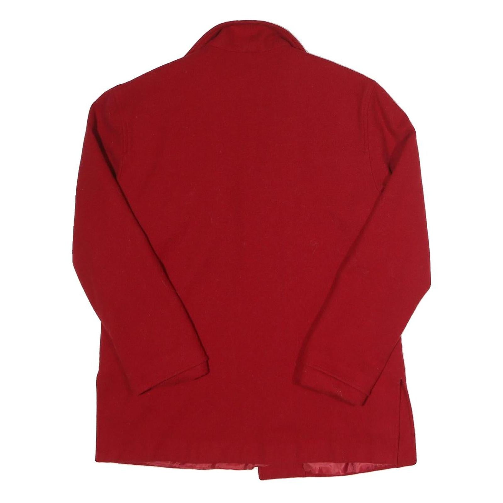 REQUIREMENTS Womens Red Wool Jacket UK 12 Plain Classic Tailored Lapel Collar