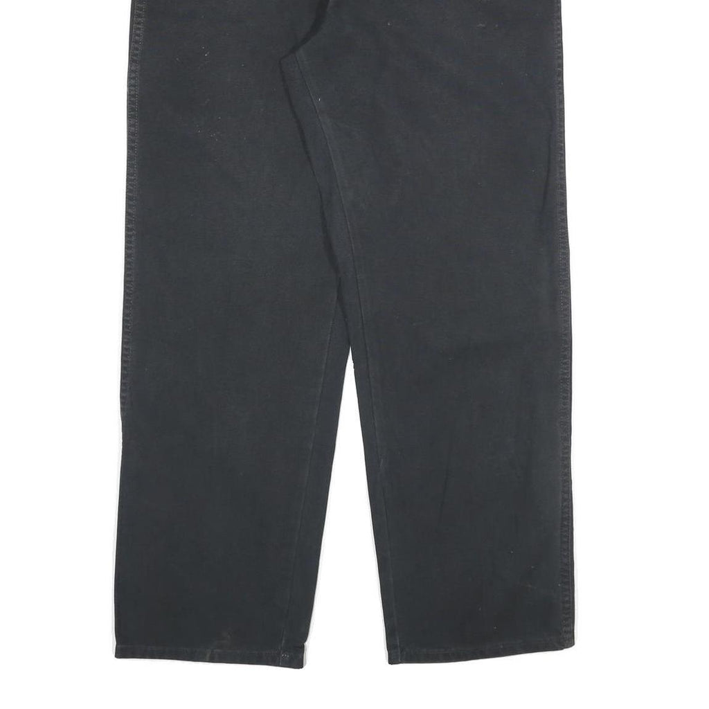 DICKIES Mens Black Cotton Blend Regular Straight Trousers W36 L30 Workwear Zip