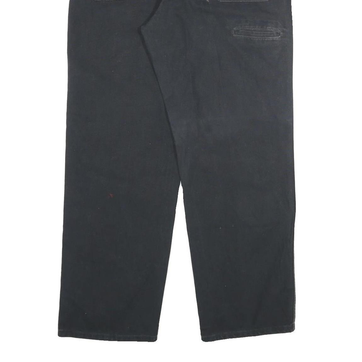 DICKIES Mens Black Cotton Blend Regular Straight Trousers W36 L30 Workwear Zip