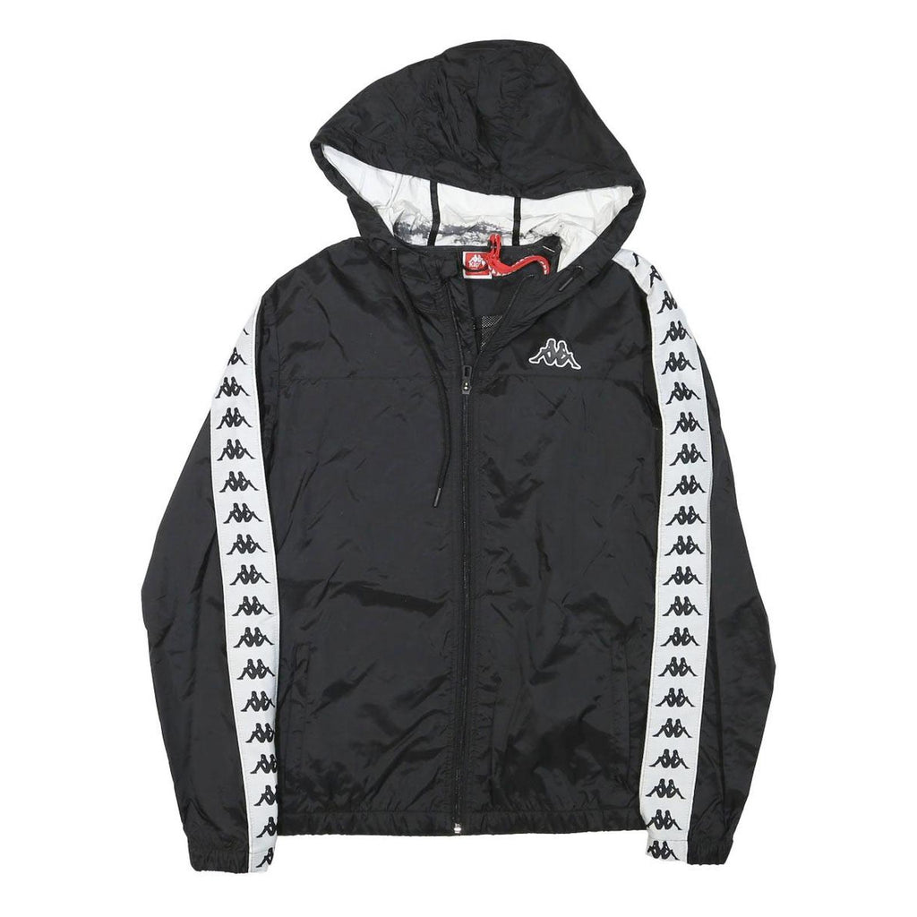 KAPPA Womens Black & White Logo Hooded Zip Jacket M Polyester Blend Track Casual