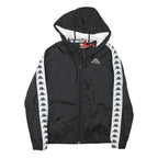 KAPPA Womens Black & White Logo Hooded Zip Jacket M Polyester Blend Track Casual