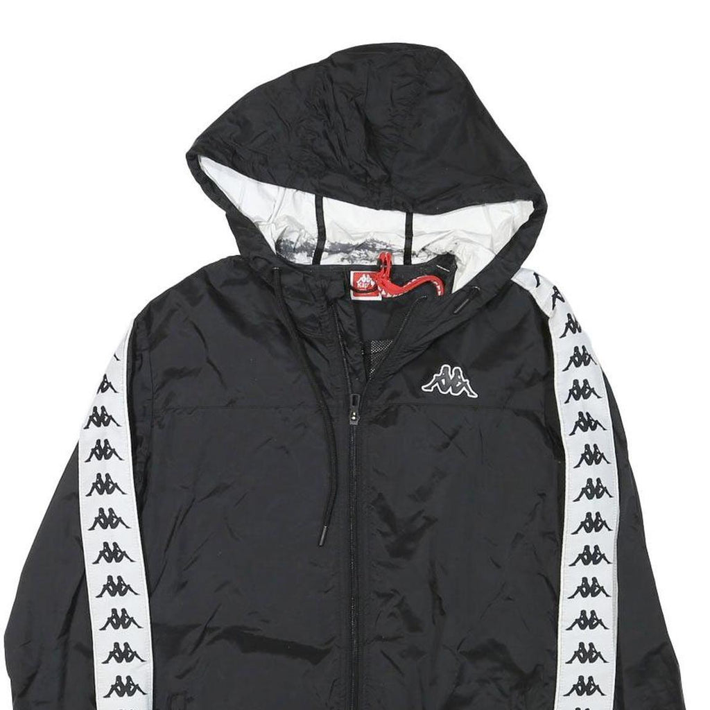 KAPPA Womens Black & White Logo Hooded Zip Jacket M Polyester Blend Track Casual