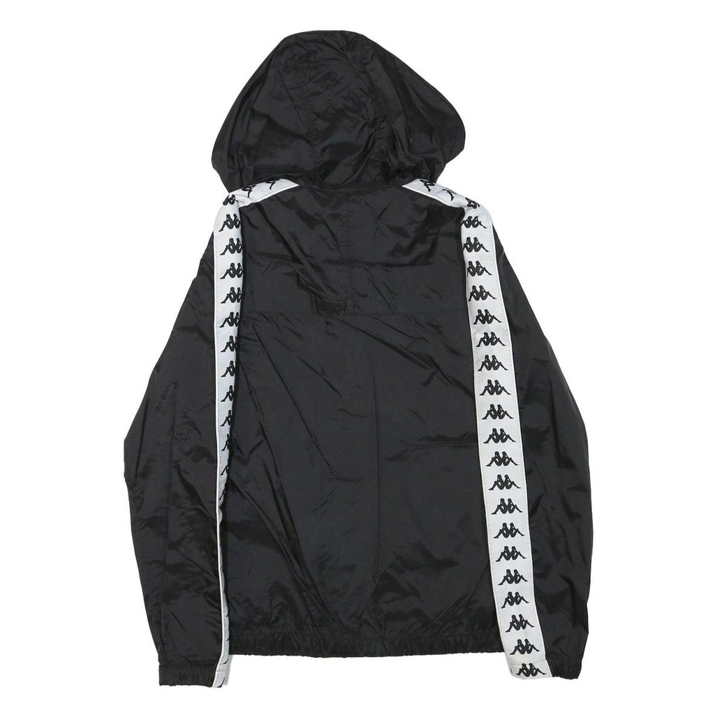 KAPPA Womens Black & White Logo Hooded Zip Jacket M Polyester Blend Track Casual