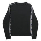 ELLESSE Womens Black Sweatshirt Crew Neck UK 10 Logo Tape Detail Cotton Blend