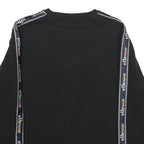 ELLESSE Womens Black Sweatshirt Crew Neck UK 10 Logo Tape Detail Cotton Blend